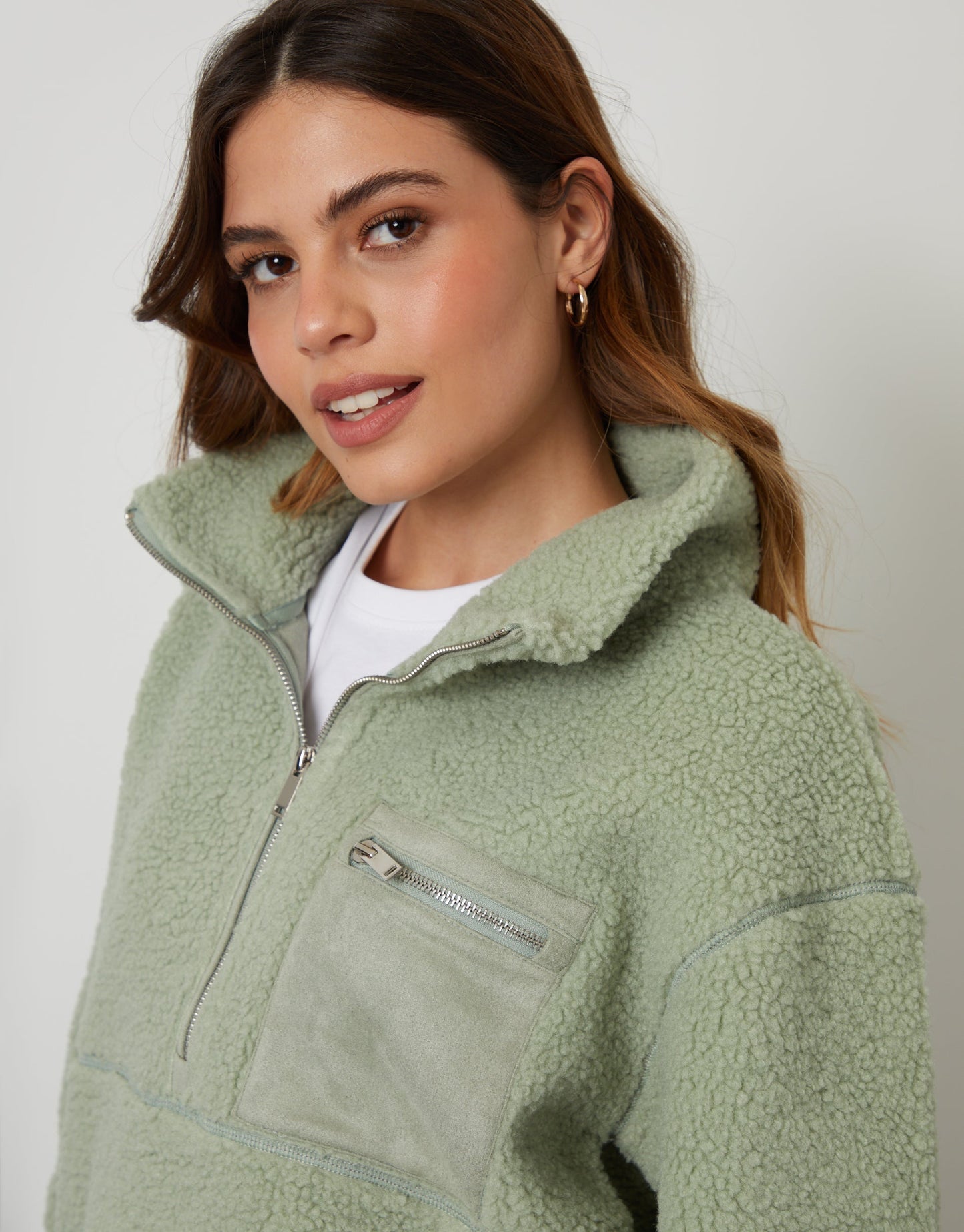 Women's Sage Half Zip Borg Fleece